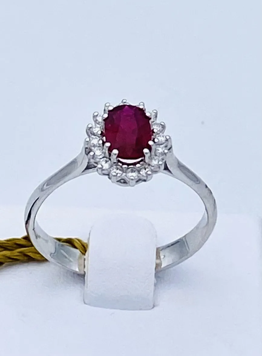 Anello diamanti rubino oro bianco BON TON Art.AN2336