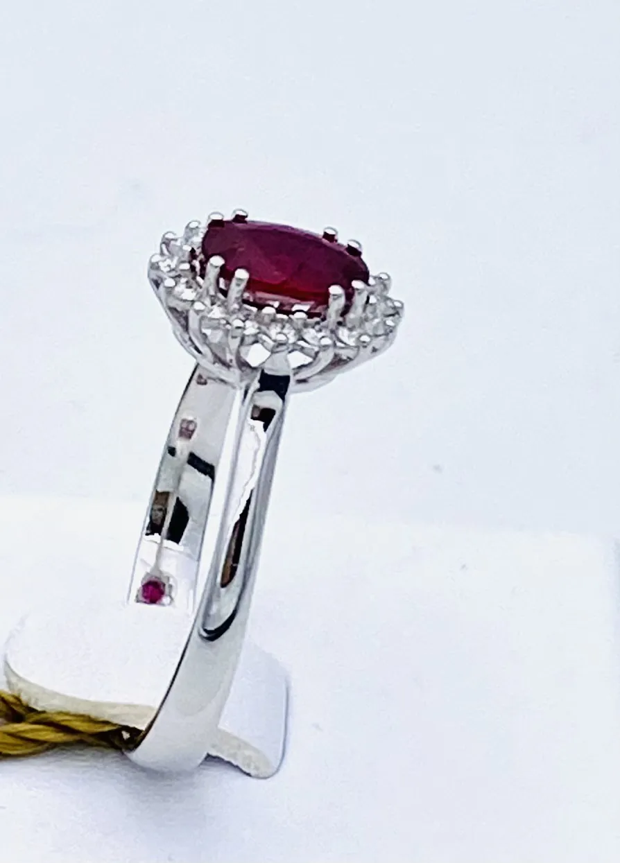 Anello diamanti rubino oro bianco BON TON Art.AN2336
