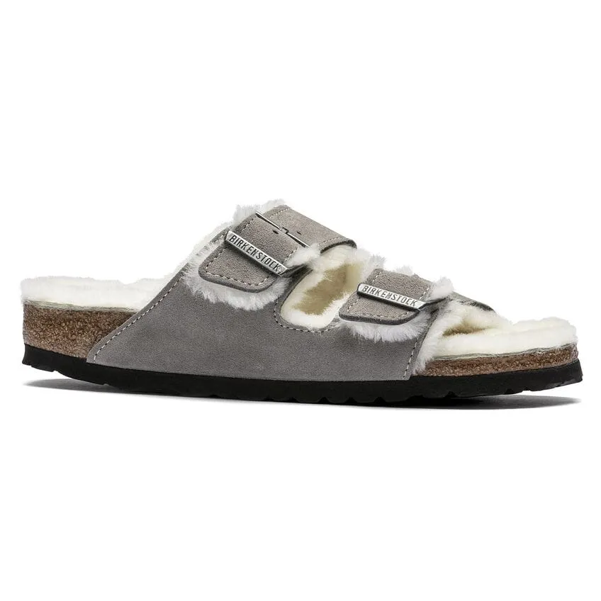 Birkenstock  ---------    ------------ scarpe sandalo arizona shearling suede leather grigio