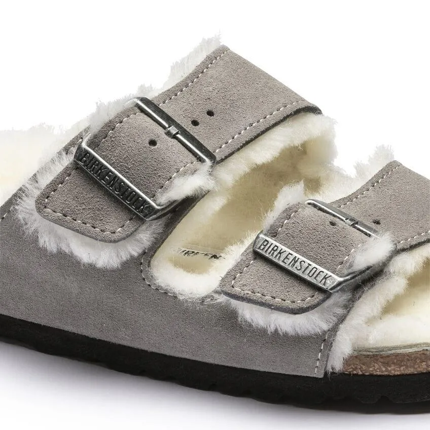 Birkenstock  ---------    ------------ scarpe sandalo arizona shearling suede leather grigio